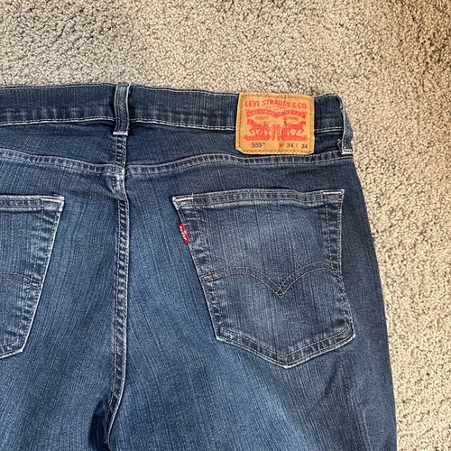 Levis 559 Relaxed Straight Leg Jeans Mens 34x34 Dark Blue Denim - Picture 3 of 12