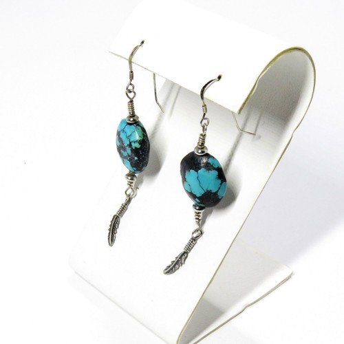Southwestern Style Ohrringe mit natürlichem Türkis und Sterling Silber Fundstück - Bild 5 von 11