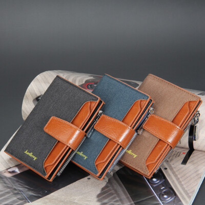 Man's Canvas Window Slot Wallet Folding Zipper Wallet Multi-card Slot ID Purse 