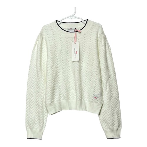 Vineyard Vines NWT Girls L Novelty Stitch Puff Sleeve Crew Sweater Marshmallow - Picture 10 of 10