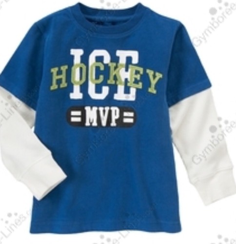 NWT Boys 7 Gymboree ICE HERO Royal-Blue Faux Thermal Double Sleeve HOCKEY SHIRT - Picture 4 of 4