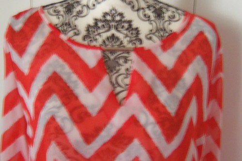 "New Directions" Top Blouse Round Neck Orange & White  Size XL    Beautiful EC - Bild 3 von 8