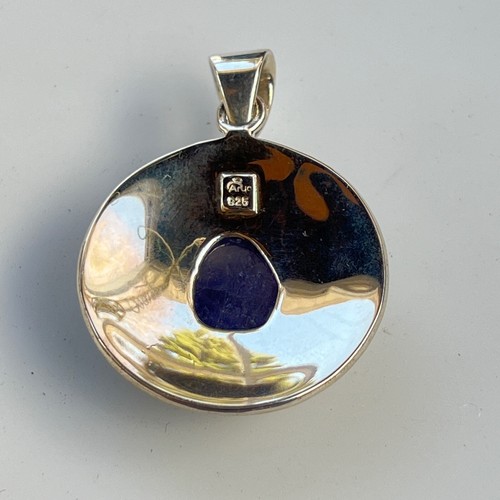Beautiful Sterling SILVER Pendant Swirly with Rough Blue Stone Signed ARYA - Picture 4 of 6
