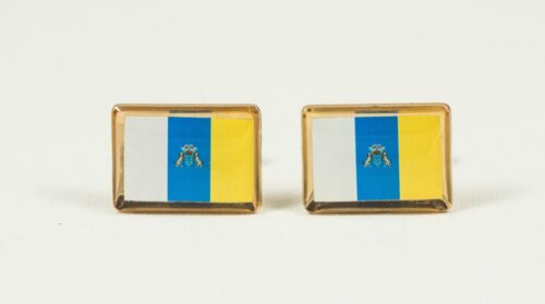 Canary Islands Flag Cufflinks Europe European Spain Spanish Canarian - Picture 1 of 2