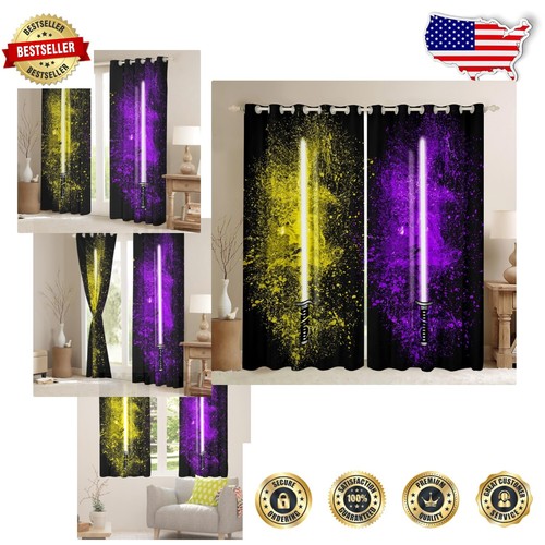 Thermal Insulated Lightsaber Curtains for Kids 42''W x 63''L - Machine Washable