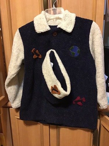 NWT Ali2 Childs Jacket & Hat, Navy & Beige, Airplane Hook & Loop Size 6x M-4 - Picture 2 of 2