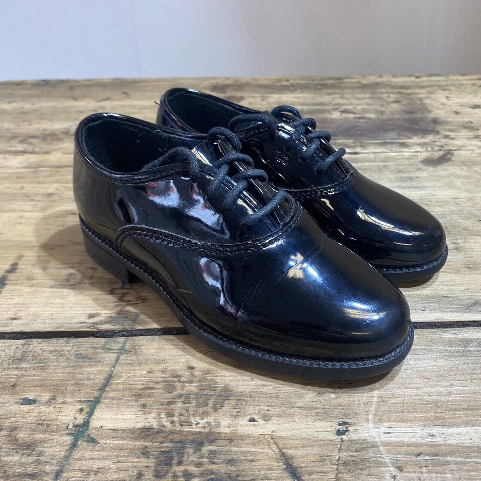 Zapato de charol negro brillante punta redonda para niños boda primera comunión esmoquin talla 8 9 10 Foto 4 de 4