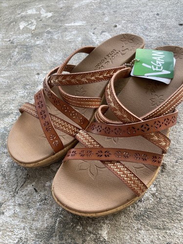 Skechers Lux Foam Beverlee Tiger Posse Wedge Cork Sandals Sz 9 M New - Picture 4 of 10