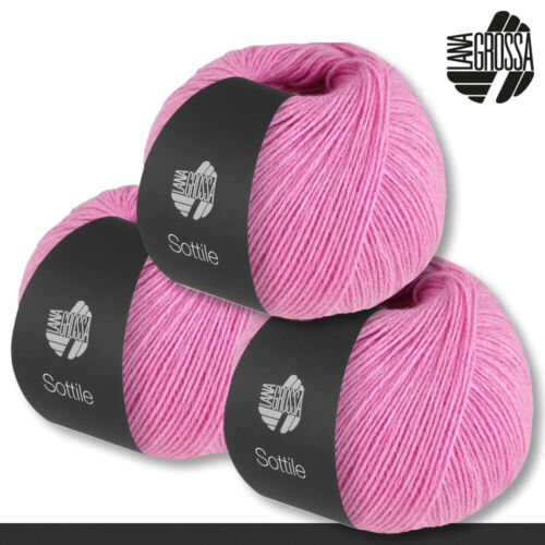 Lana Grossa 3 x 50 g Sottile Netzgarn Baumwolle Merino Wolle Stricken 18 Farben - Bild 16 von 37
