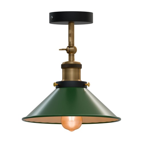 Lámpara de techo vintage retro industrial con pantalla de cono de metal E27 - Imagen 46 de 48