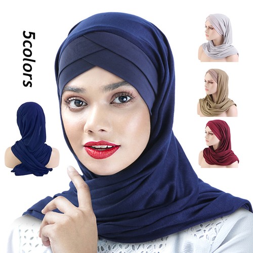 Forehead Cross Hat Tied Hijab Women Hijab Scarf Muslim Islamic Shawls Headwrap %