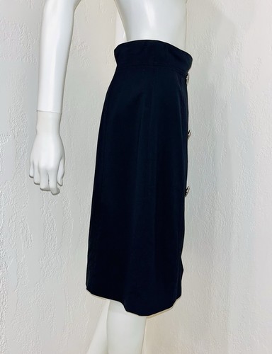Pendleton Black Wool Stretch Crepe Button Front Wrap Lined K/L Skirt Size 4 EUC - Picture 3 of 17