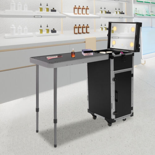 Valigetta treno trucco arrotolabile scatola cosmetica trolley organizer con luce LED e specchio - Foto 16 di 21