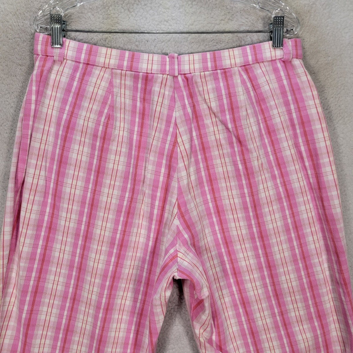 Y2K Pink Plaid Stripe Stretch Grandmacore Capri Trouser