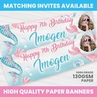 MERMAID BIRTHDAY BANNER PERSONALISED ANY NAME PHOTO PARTY BANNER GIRL BOY