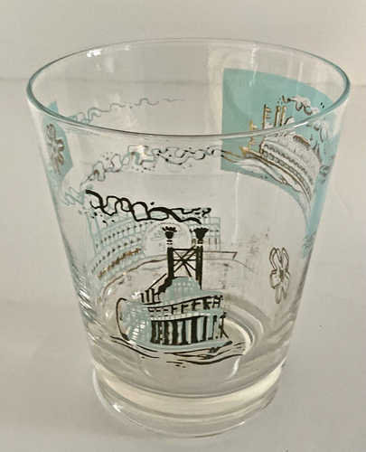 Vintage Steamboat Rocks Glass Barware MCM Retro - Picture 6 of 12