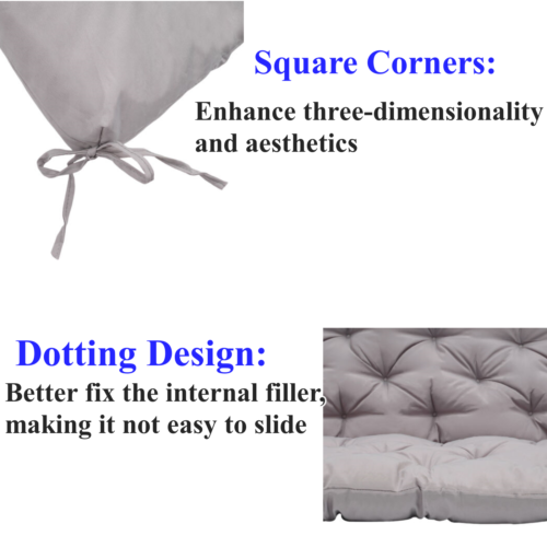 Outdoor Bench Cushion Waterproof Swing Seat Pad Replacement with Backrest & Ties - Picture 6 of 24