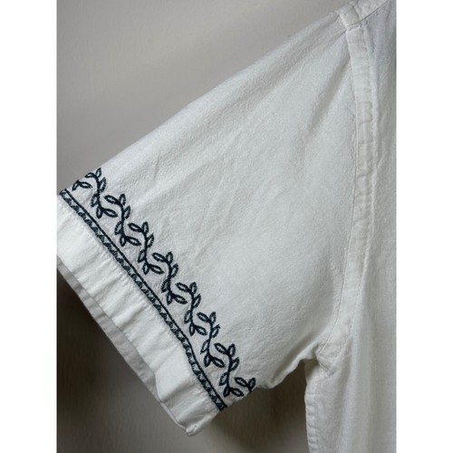 Old Navy Linen Blend Men's Camp Button Down Short Sleeve Embroidered Top Size M - Picture 7 of 11