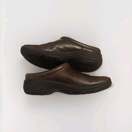 Merrell Encore Nova Womens 6.5 Smooth Brown Leather Mule Moc Ortholite QForm - Picture 2 of 6