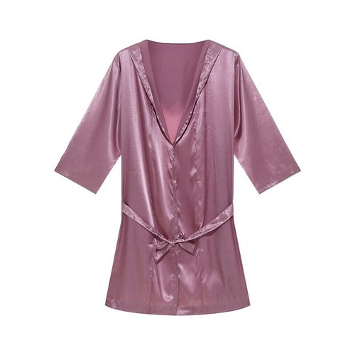 Men Satin Bathrobe Faux Silk Robe Sleepwear Nightwear Loungewear Dressing Gown - Picture 14 of 17