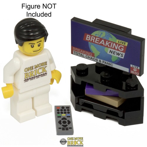 Corner TV Television with Printed Tile & Remote | All parts LEGO - Picture 2 of 3