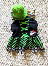 Witch dog costume 14-15 " chest Hat black / lime Halloween S