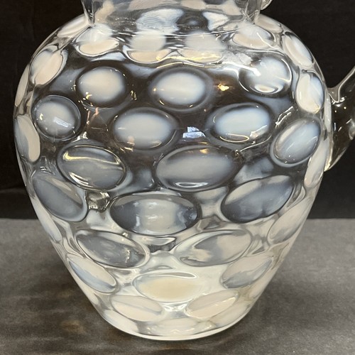 Vtg Fenton Opalescent Coin Dot Pitcher White & Clear Ruffle Top Handle READ Flaw - Picture 16 of 24