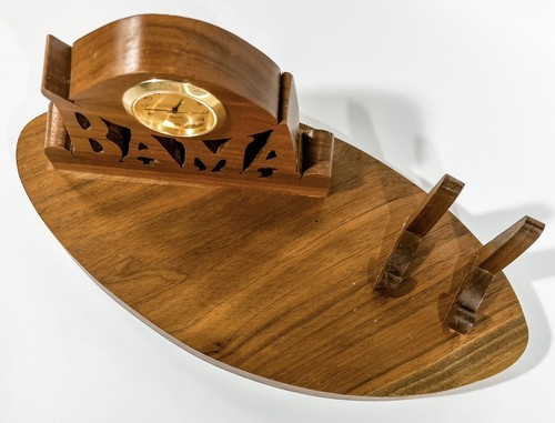 Handcrafted Signed 2003 Alabama Bama Football Oak Wood Desk Set with Clock - Picture 6 of 8
