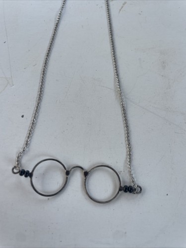 vintage sterling silver round glasses necklace - Picture 3 of 4