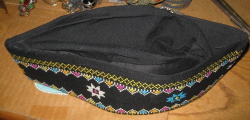 Exquisite bestickte antike rauchende Seitenmütze 11" lang gefaltet - Bild 8 von 9