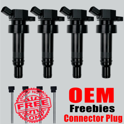4X OEM Ignition Coil & w/plugs For Hyundai Accent Kia Rio 1.6L UF652 27301-2B100