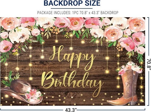 Allenjoy Western Birthday Backdrop Boot Cowgirl Country Bday Party 6x35ft - Picture 3 of 5