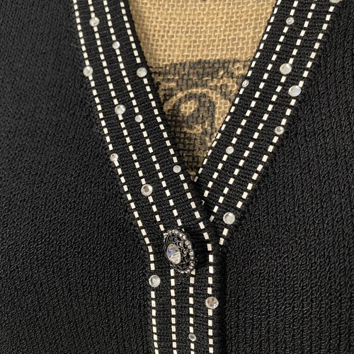 St. John Abendblazer 4 schwarz silber verziert Knopfleiste Wollmischung Strick - Bild 4 von 8