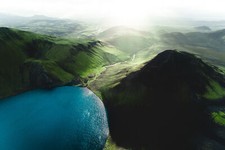 Landscape greenland fjord mountains aerial view gabor Custom Gaming Mat Desk