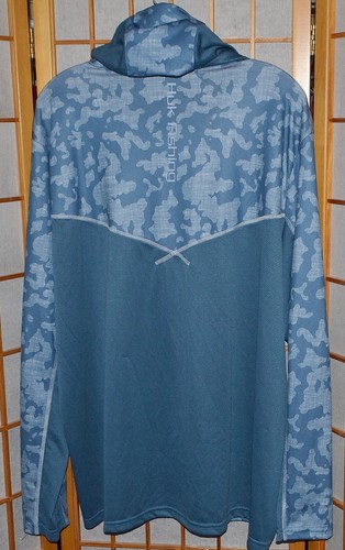 NEW HUK Icon X Camo Hoodie Fishing Shirt Blue Hooded Long Sleeve Men's Sz. XL - Picture 5 of 7