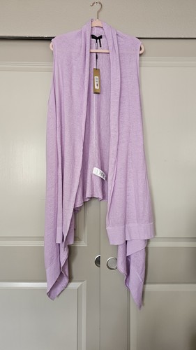 Donna Karan 100 Linen Draped Vest Purple. Size XS-S. NEW WITH TAGS  - Picture 4 of 6