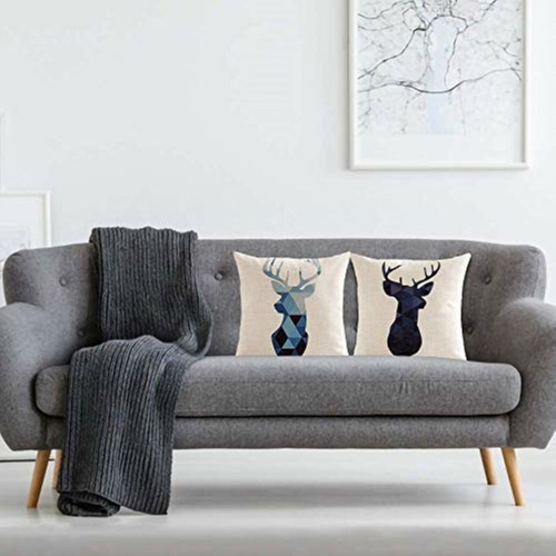 Deer Print Cushion Covers Set of 2 18" square Decorative Throw Pillow Covers - Picture 6 of 6