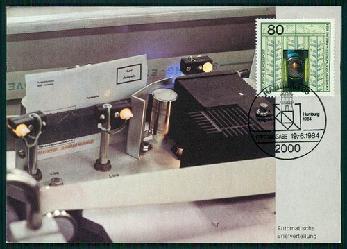 RFA MK 1984 UPU CONGRESS HAMBURGO SISTEMA DE DISTRIBUCIÓN DE CARTAS TARJETA MÁXIMA MC CM ha46 - Imagen 1 de 2