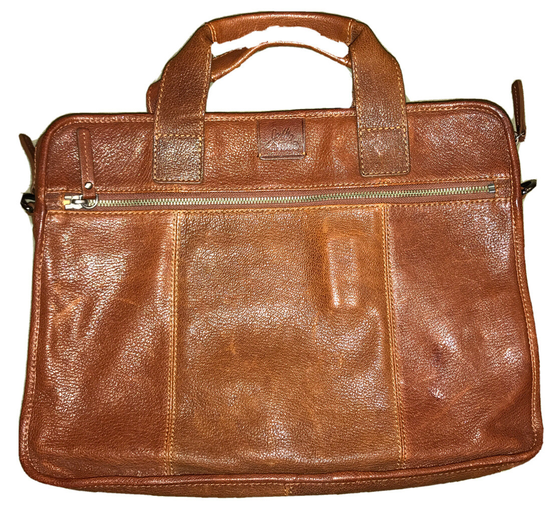 Johnston and Murphy Est 1850 Slim Leather Zip Top Briefcase Bag eBay
