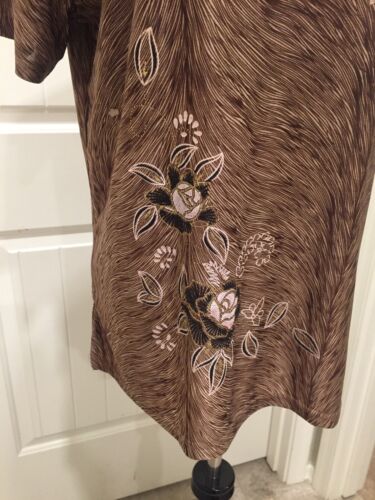 Gorgeous Shades of Brown Top W Flocked & Glitter XIANGFUYIZI SZ 2XL SEE BELOW - Picture 4 of 12