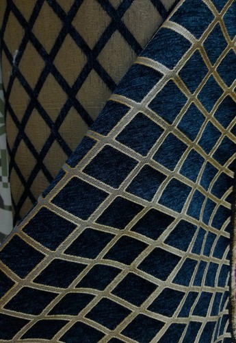 Chenille fabric, Black /Gold, Diamond Upholstery sofa Fabric By The Yard