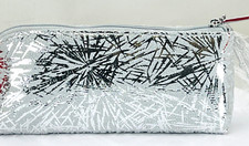 MAC Silver Frosted Makeup Bag   Cosmetic Travel Pouch, New