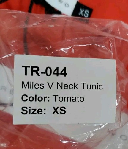 New Three Eighty Two Miles V Neck Long Sleeve Tunic Tomato Red Size XSmall - Picture 5 of 5