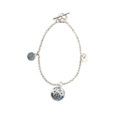 HERMES 稀少 上品 チェーン ブレスレット シルバー Ex-Libris PM Hermes Exlibris Pm Silver & K18 Pink Gold Women's Bracelet