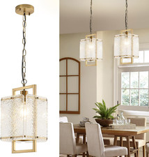 Brushed Gold Chandelier, 13.8 Inch Kitchen Island Light, Modern Crystal Ceiling