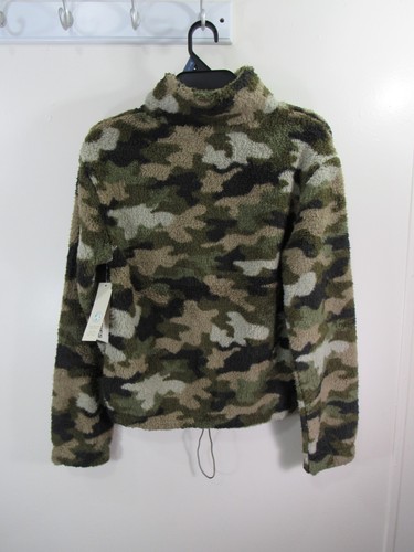 New No Boundaries Plush Pullover AOP Size XS 02 Green Camo Zipper  Pockets - Afbeelding 6 van 6