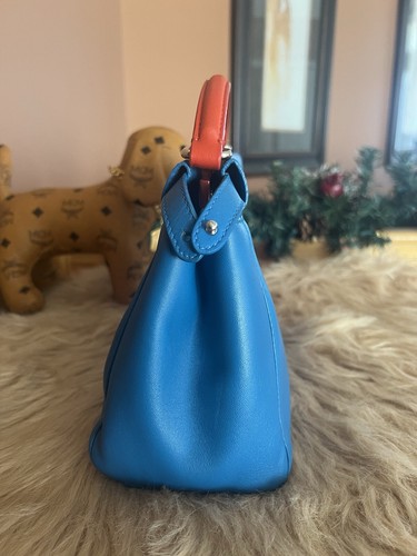 Authentic Fendi Mini Peekaboo Blue And Red Handbag Sling Bag Preloved - Picture 3 of 24