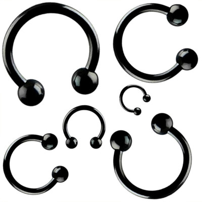 SCHWARZ BARBELL HUFEISEN SEPTUM HORSESHOE LIPPEN AUGENBRAUEN OHR PIERCING AUGEN 