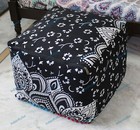 Embroidered Vintage Mandala Ottoman Pouf Comfortable Cotton Footstool Decor