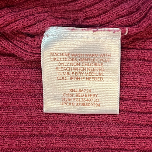 Faded Glory Strickjacke Damen XXL burgund gerippt asymmetrisch vorne offen Pullover - Bild 8 von 9